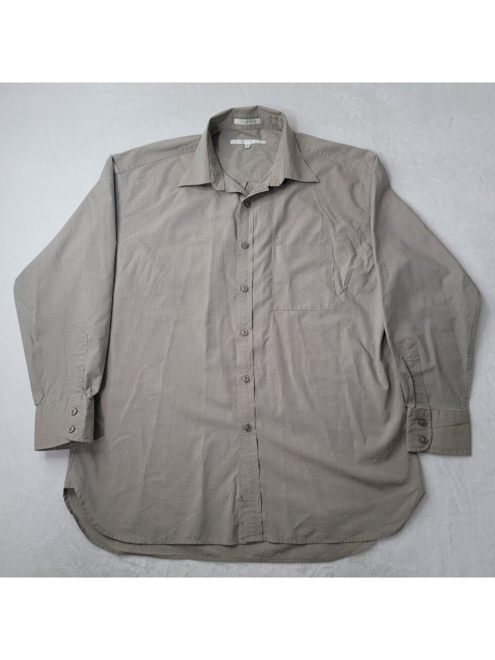 Perry Ellis Men's Beige Button-Up Long-Sleeve Shirt Size L